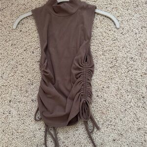 BB Dakota Taupe Ruched Tank Top